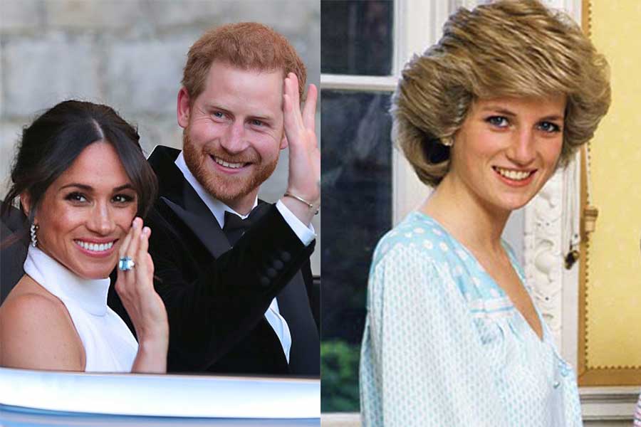 メーガン妃とヘンリー王子、ダイアナ妃【写真：Getty Images】