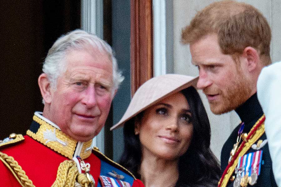 チャールズ皇太子、メーガン妃、ヘンリー王子【写真：Getty Images】
