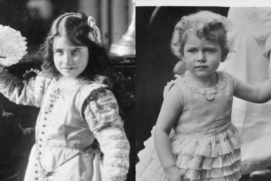 幼少期のクイーン・マザー（左）とエリザベス女王【写真：Getty Images】