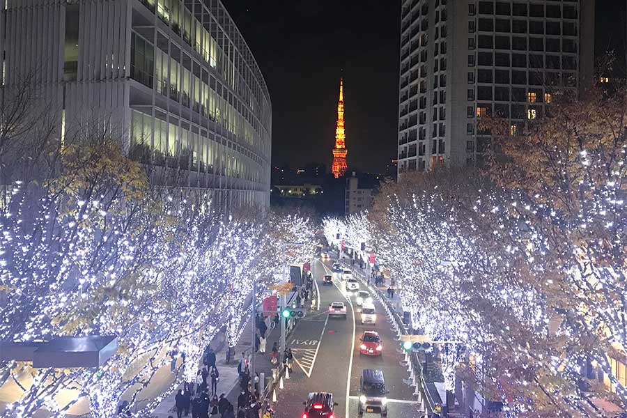 六本木ではイルミネーションと東京タワーの競演を楽しめる【写真：Hint-Pot編集部】