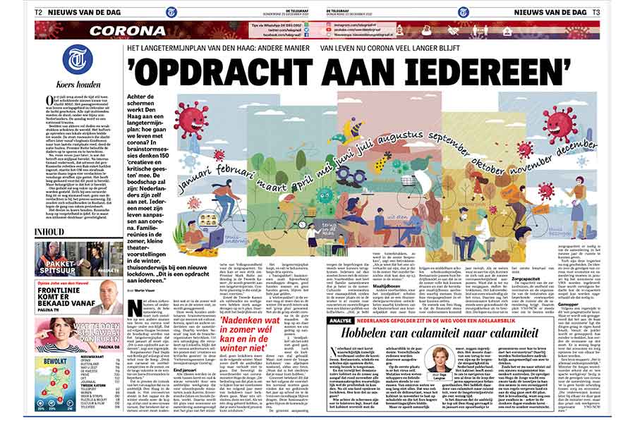 全国紙に掲載されたオランダの“新生活様式”。夏を楽しみ冬はおとなしく過ごすメリハリのついた方針に【写真提供：中田徹】