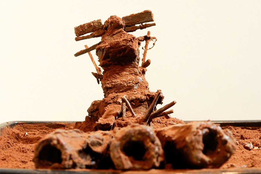 チョコレートで作られた“戦艦ヤマト”【写真提供：はんちょー（@hancho_3142）さん】