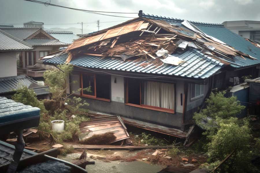 台風の強風により屋根が半壊した家屋（写真はイメージ）【写真：写真AC】