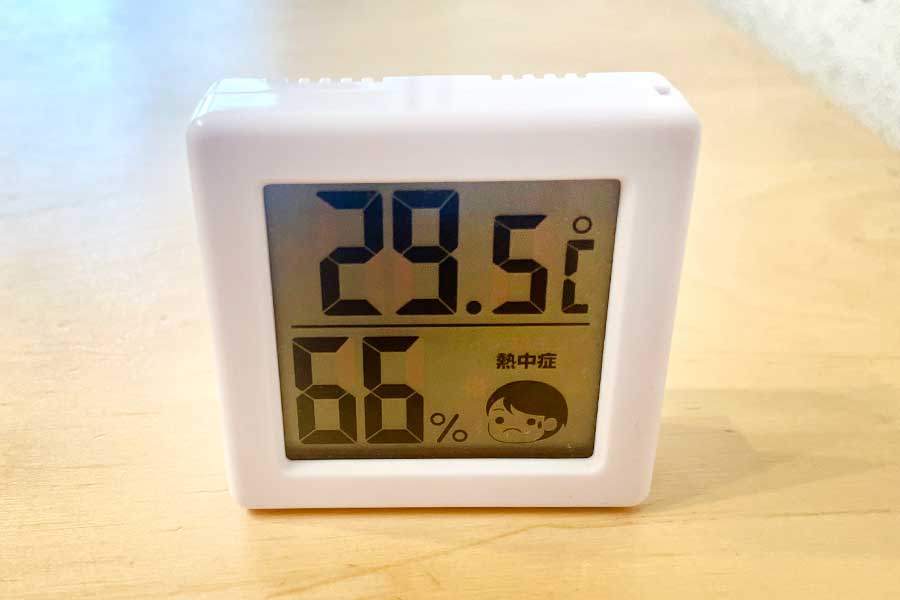 開始時の室温は29.5度、湿度は66％【写真：Hint-Pot編集部】