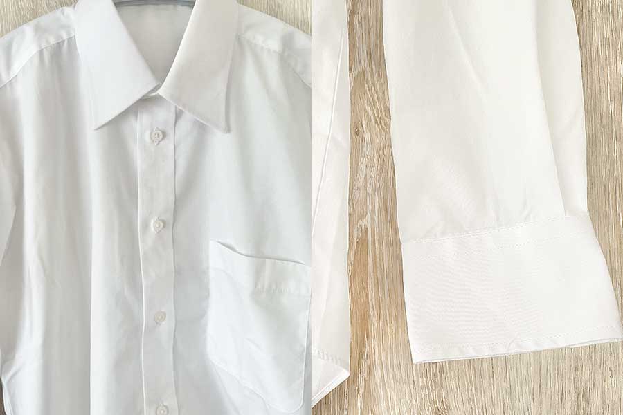 きちんとたたんでから洗濯ネットに入れて洗ったワイシャツの中央部分と袖口【写真：Hint-Pot編集部】