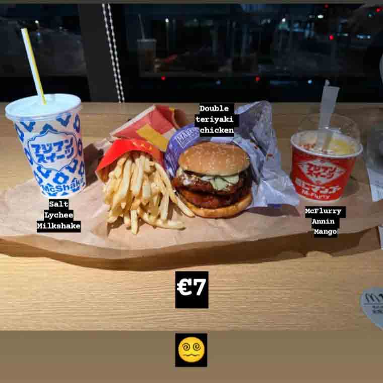 ドノバンさんが食べたマクドナルドのメニュー【写真提供：ドノバン】