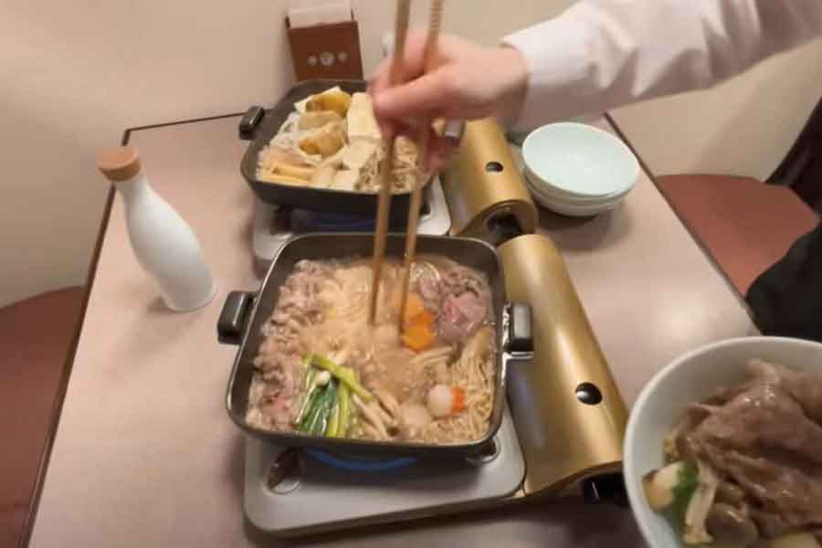 歓声が上がった、和牛のすき焼き（画像はスクリーンショット）