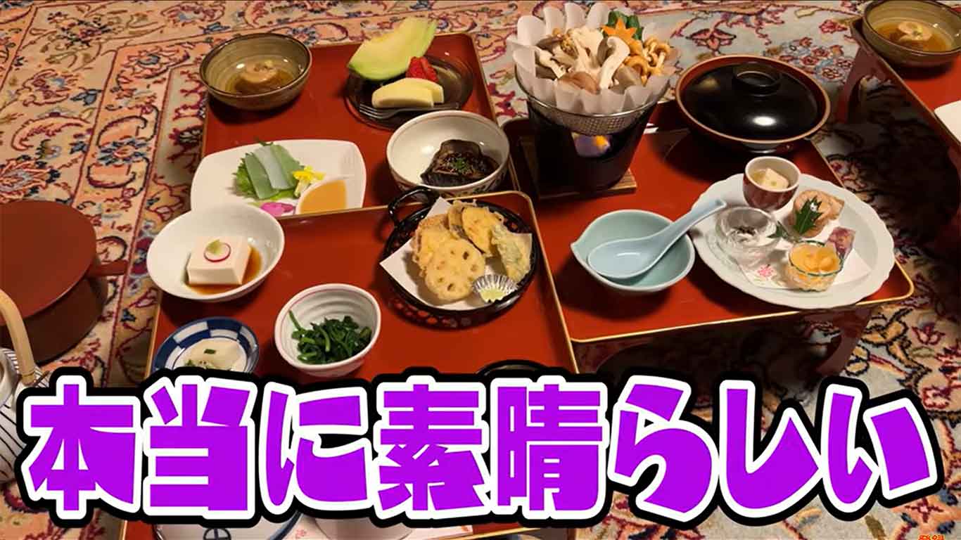 豪勢な精進料理に驚き（画像はスクリーンショット）