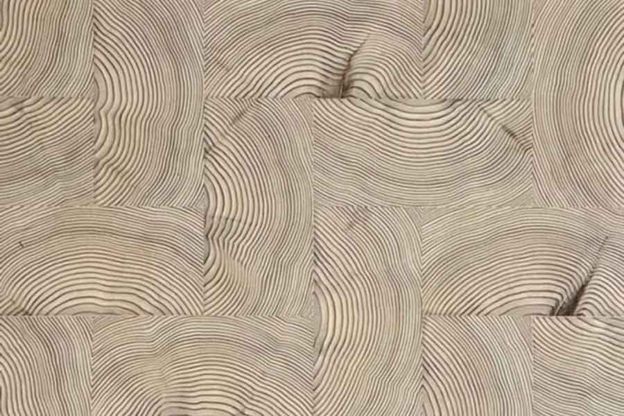 フィリックスさんが製造した、年輪をデザインとして生かした木のタイル【写真提供：HA PARTNERS】