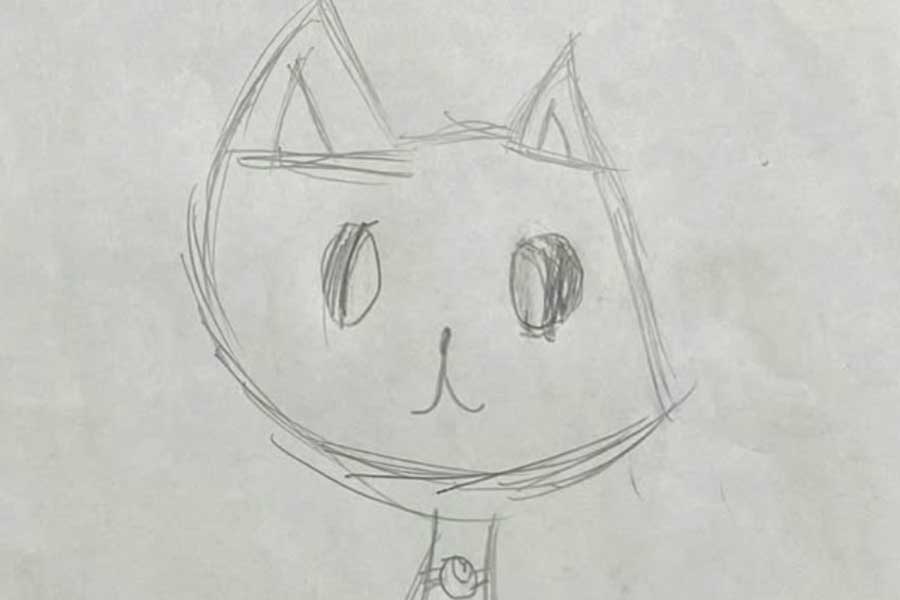 出品した猫の絵。名前をサインして販売した【写真:i-know】