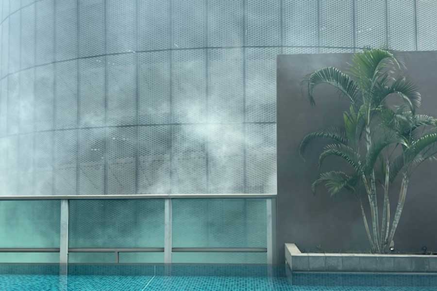 ペストコントロールで大量の殺虫剤がまかれ、スモークが立ち込めるシンガポールのコンドミニアム【写真提供：荒木優里】