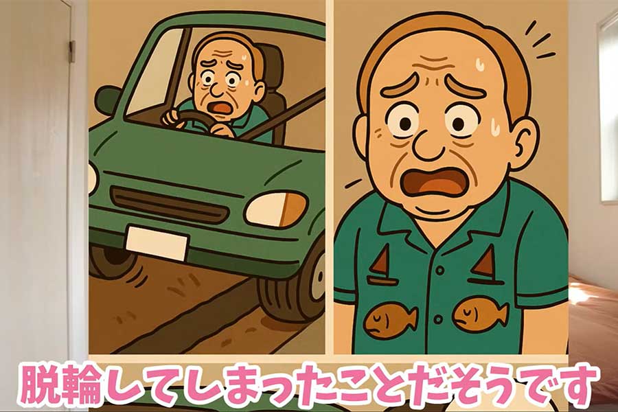 左折の際に脱輪し、止まらなかったため不合格に（スクリーンショット）