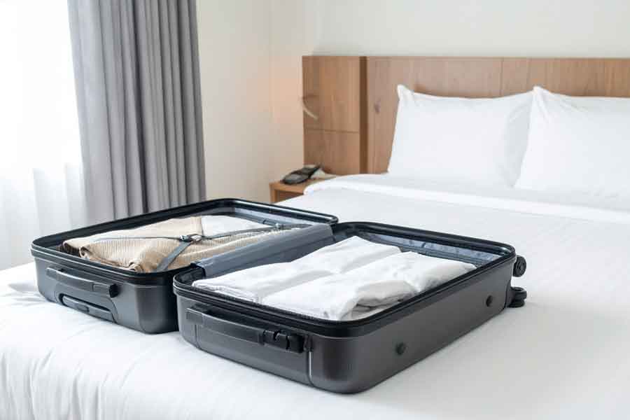 ベッドの上にスーツケースなどの荷物を置いたままにするのは良くないマナー（写真はイメージ）【写真：PIXTA】