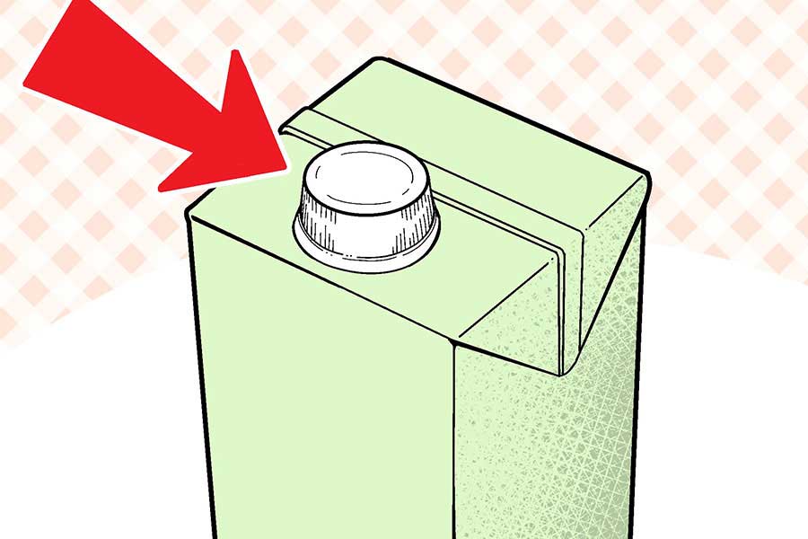 キャップ付き紙パックの飲み物、どうやって注ぐ？【画像提供：も～（@mori2ta）さん】