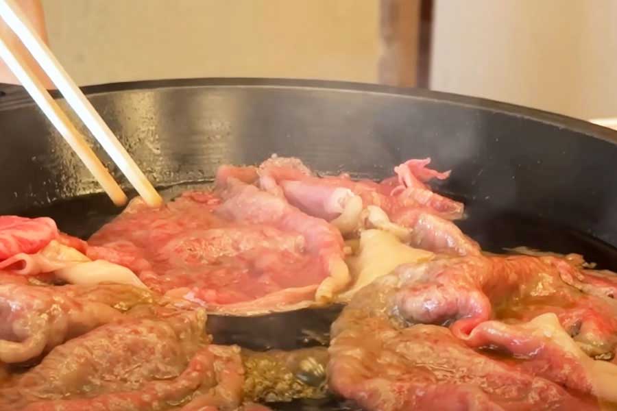 おいしそうなすき焼きに感動（スクリーンショット）