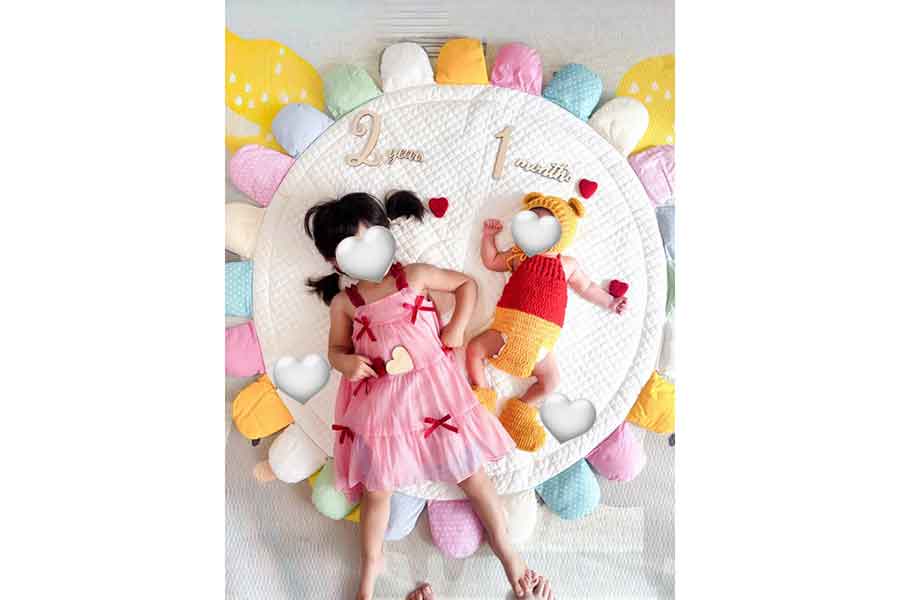 娘さんと息子さんのかわいらしい月齢フォト【写真提供：Mirai2y1m（@104chan104）さん】