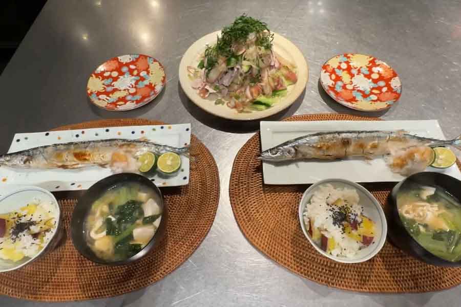 滝沢眞規子さんが作った夕飯。秋の味覚がずらり（スクリーンショット）