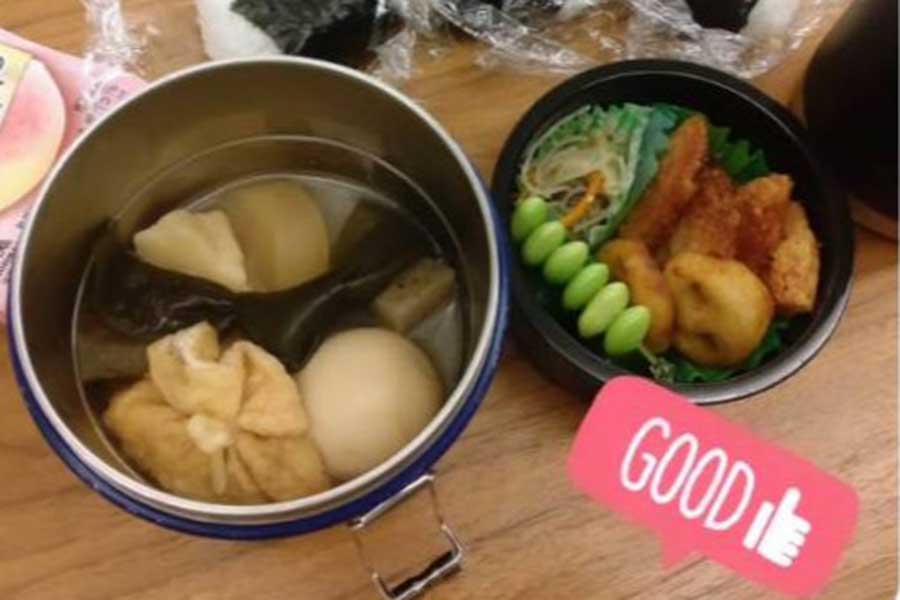 中村仁美さんが長男に作ったおでん弁当（スクリーンショット）