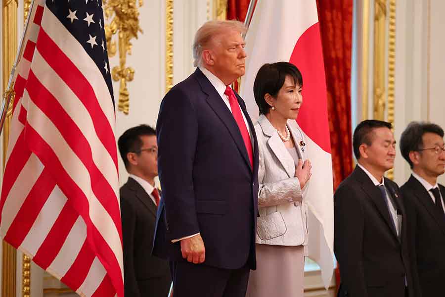 日米首脳会談を行ったドナルド・トランプ米大統領と高市早苗首相【写真：産経新聞社】