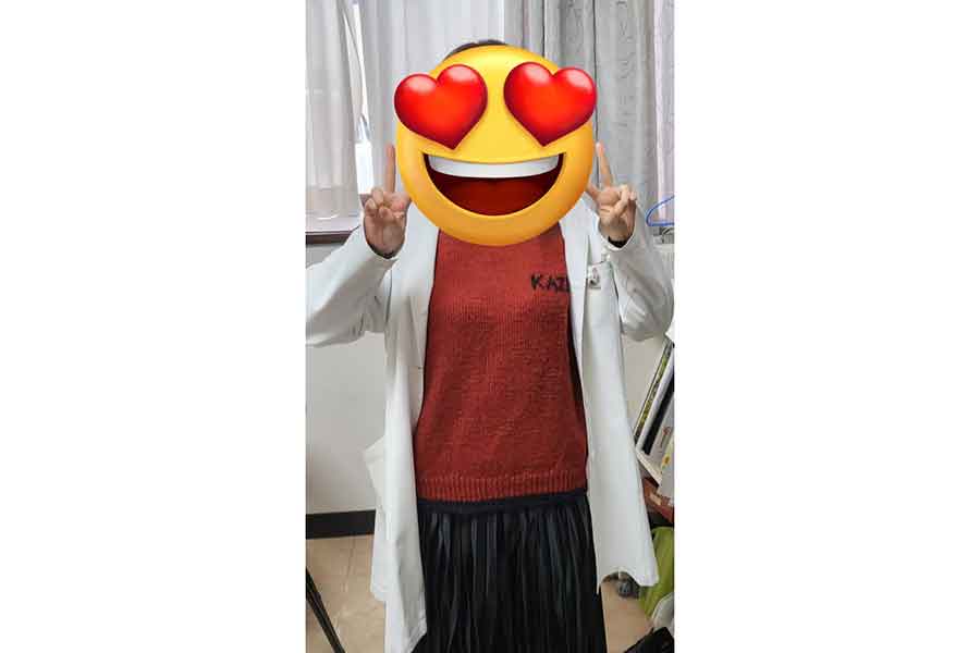 妻は職場でも着ているほど“お気に入り”のよう【写真提供：ギガデ医ン（@Kazupoyo15）さん】