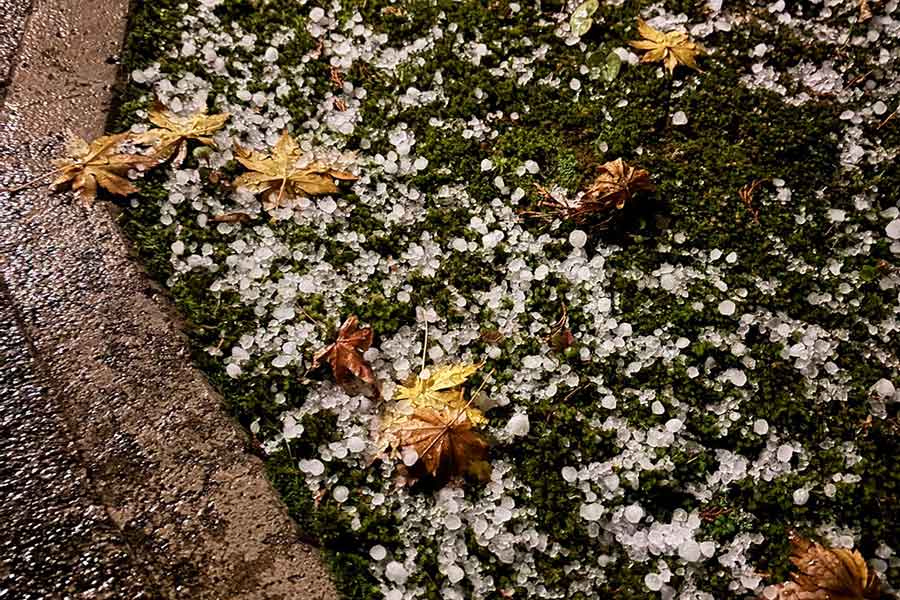 ひょうが降り、冷え込んだ12月3日の夜【写真提供：ノムラ（@nomu1010）さん】