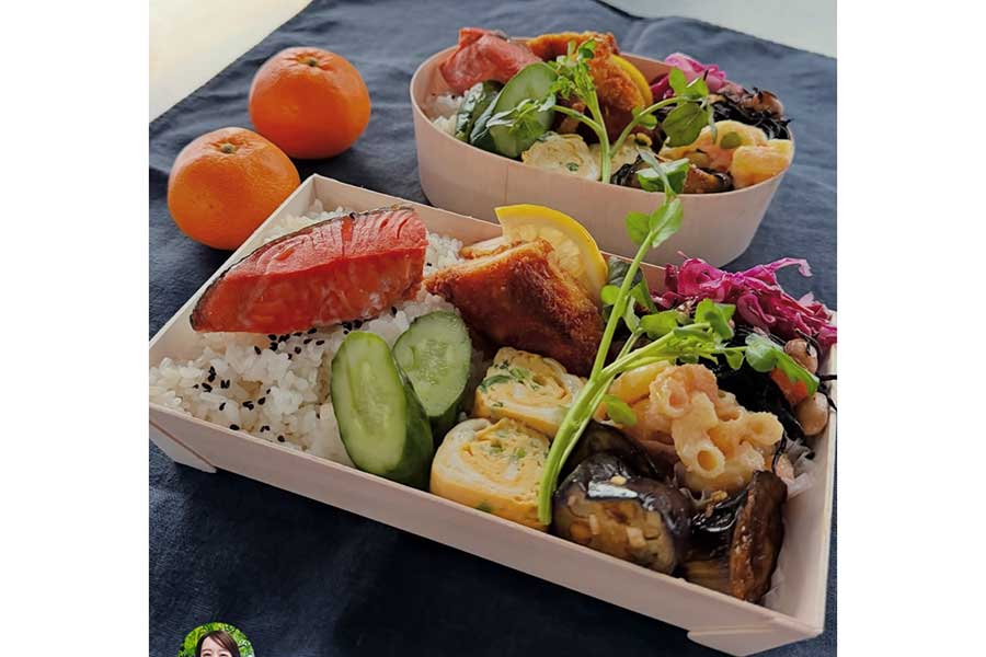 滝沢さんが夫と次女のために作った2つの弁当（スクリーンショット）