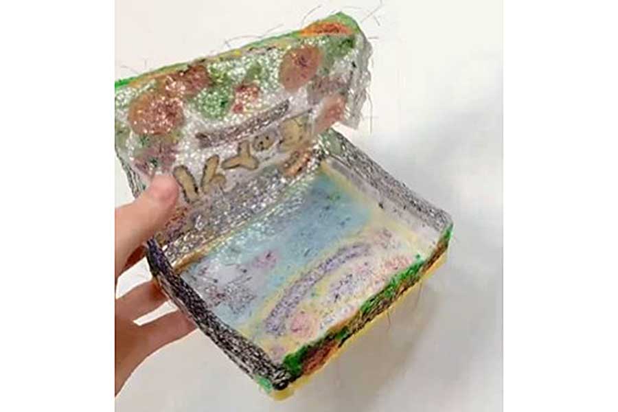 フタも開けられる。細かいところも糸で再現（スクリーンショット）