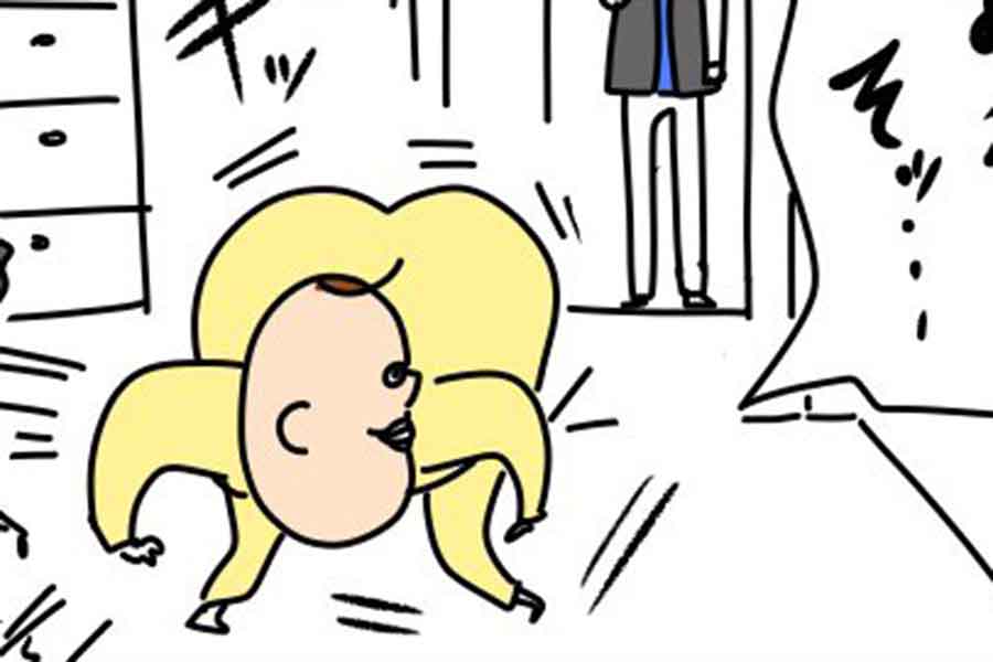 漫画のワンシーン。子どもとのおふざけ中、ふと見るとそこには…【画像提供：つん（@yan_mugi）さん】