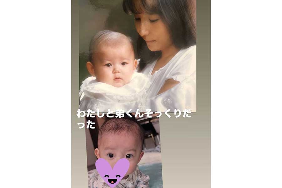 中川翔子さんの乳児期と次男を比較した一枚【出典:インスタグラム(shoko55mmts)よりスクリーンショット】