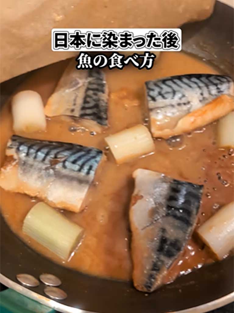 日本の家庭料理「サバのみそ煮」【出典：インスタグラム（bebechan_france）よりスクリーンショット】