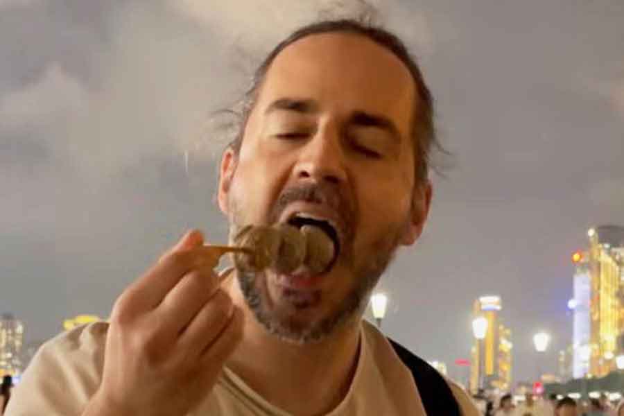 上海のコンビニで買った総菜に衝撃【出典：YouTube「Trilingual Family ドイツ在住4人家族」よりスクリーンショット】