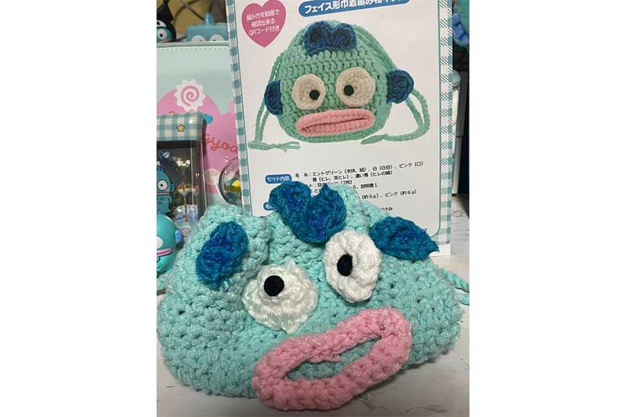 投稿者さんが作ったハンギョドンの巾着袋【写真提供：りゃ（@a_3rd_genius）さん】