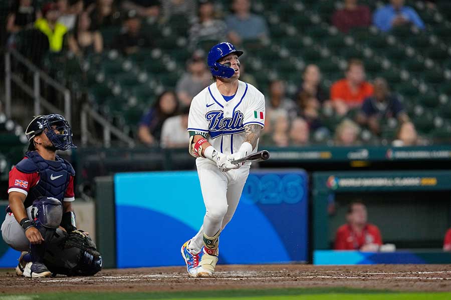 WBCイギリス戦でホームランを打ったイタリアのフィッシャー選手【写真:Aflo】