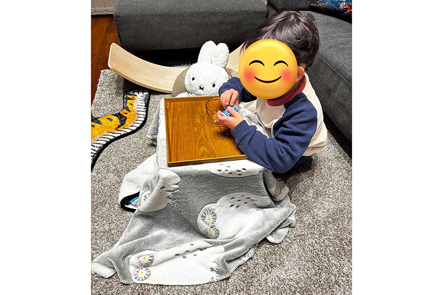 息子さんが制作したこたつ【写真提供：ジェーコ（@jeeeeeeeeeeko）さん】