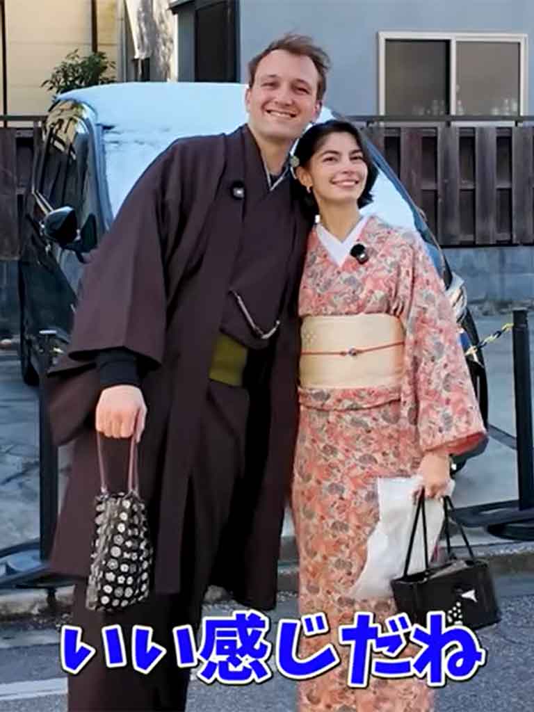 日本での着物体験に感動【出典：YouTube「Bebechan - 日本のフランス人」よりスクリーンショット】