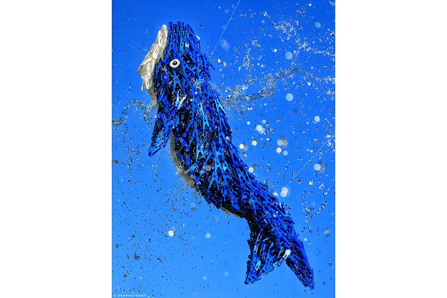 クジラがジャンプする作品は、韓国の子ども向け雑誌にも掲載された渾身の一作【写真提供:岡本なう(@okaphotoart)さん】