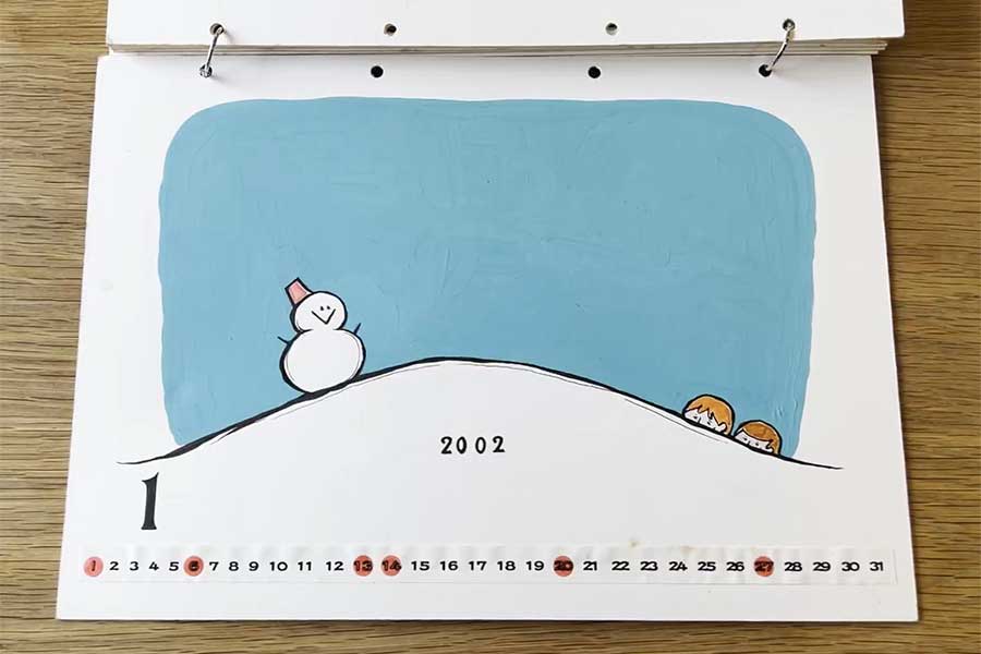 大学の課題で制作した手作りカレンダー（1月）【写真提供：obetomo（@obetomo）さん】