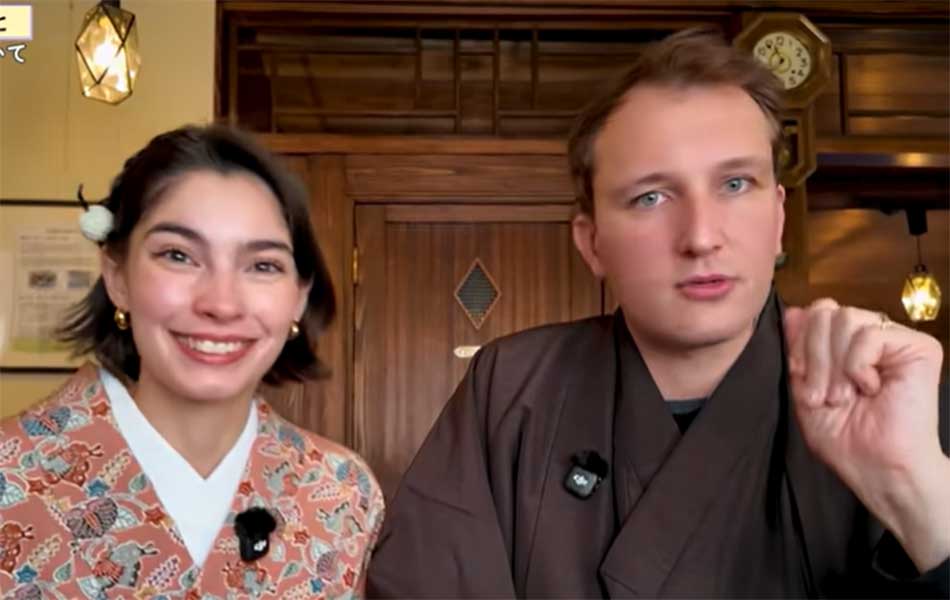 日本で変わったことを話す（左から）マノンさんとオレリアンさん【出典：YouTube「Bebechan - 日本のフランス人」よりスクリーンショット】