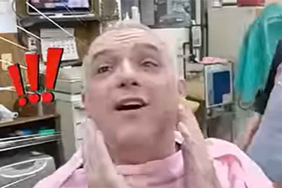 日本で“変身”したお父ちゃん【出典：YouTube「Macaron Chan 南フランス田舎娘」よりスクリーンショット】