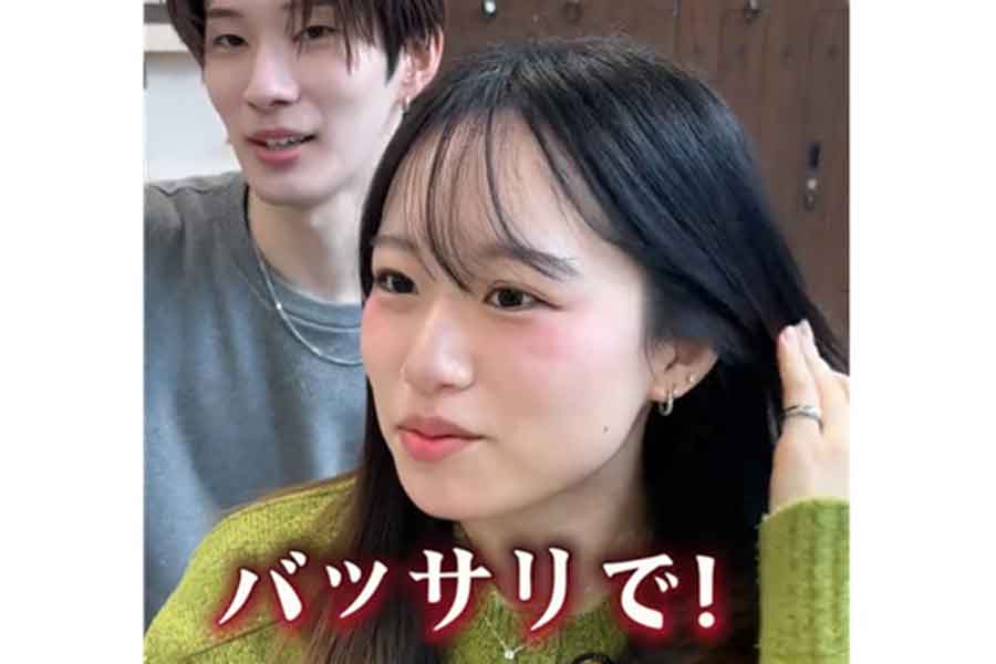 ロングから初のショートにチャレンジする女性【出典：TikTok（view_reiji）よりスクリーンショット】