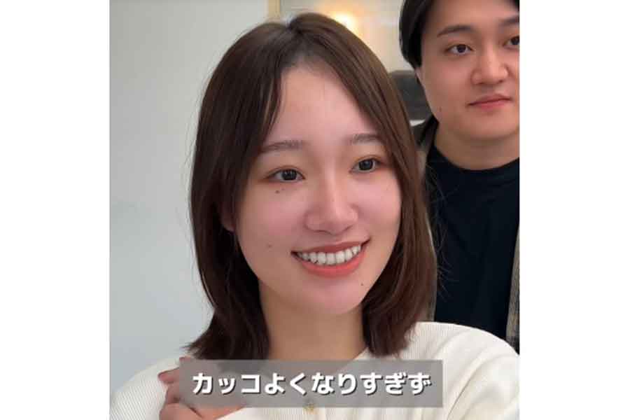 占いに後押しされ、思い切ってイメチェンを決意した女性【出典：TikTok（takatsu_short）よりスクリーンショット】