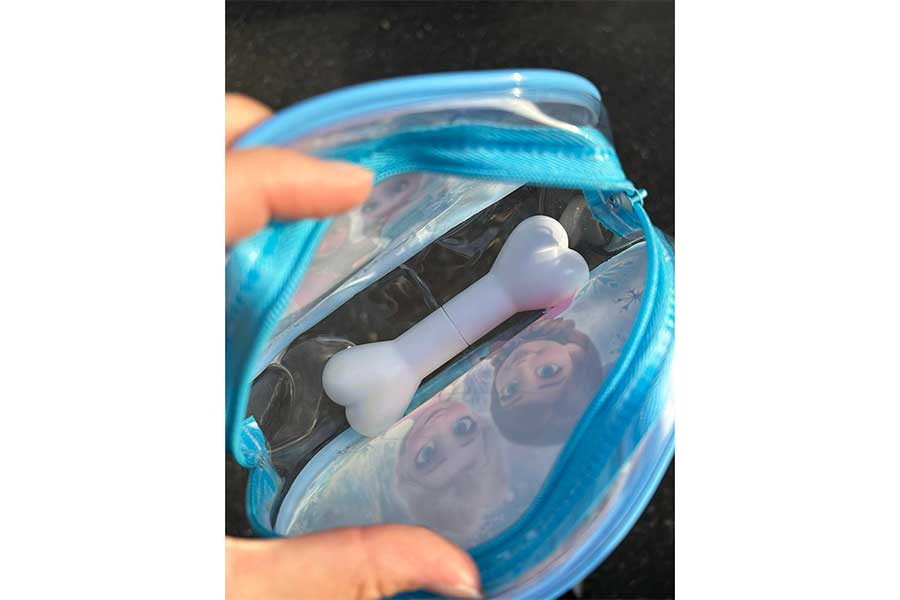 アナ雪バッグの中に収まるプラスチックの“骨”【写真提供：haruka（a____11grm）さん】