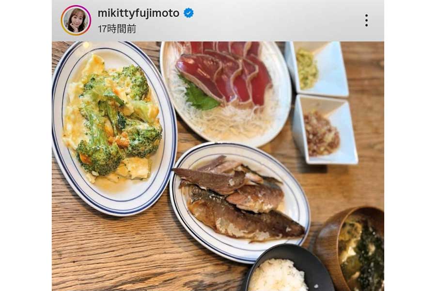 庄司さんが作った昼食【出典：インスタグラム（mikittyfujimoto）よりスクリーンショット】