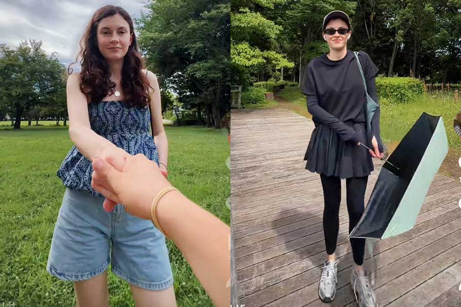 左が日本1年目、右は4年目。夏の紫外線対策が欠かせなくなった【出典：TikTok（nova_japan）よりスクリーンショット】