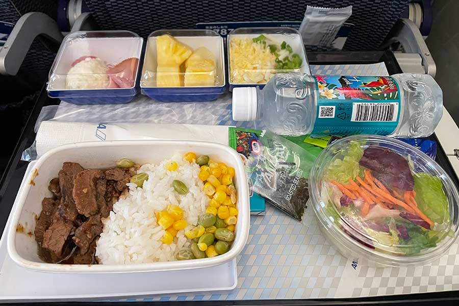 日系航空会社の機内食。味がおいしいのはもちろんだが、見た目の美しさにも配慮していると感じて、さらに感動!【写真:i-know】