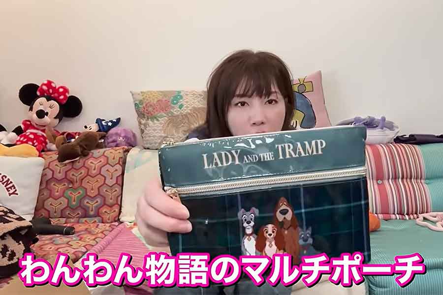 映画『わんわん物語』の大きなポーチ【出典：YouTube「仲里依紗です。」よりスクリーンショット】