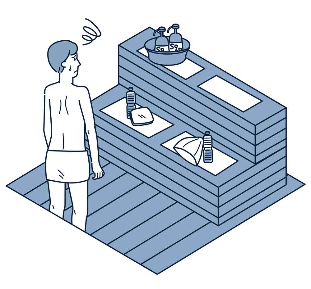 場所取りで放置された荷物の回収に苦慮【イラスト：PIXTA】