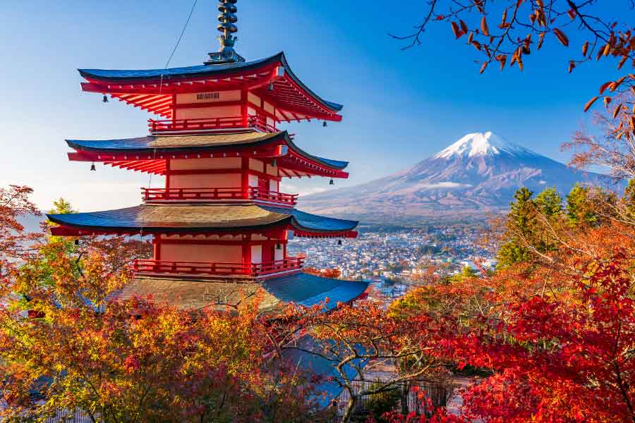 外国人観光客からも人気の新倉山浅間公園【写真：PIXTA】