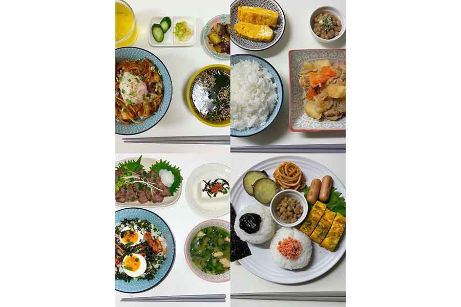 お皿を買い替える前の100均中心の食器を使った料理【写真提供：投稿者】