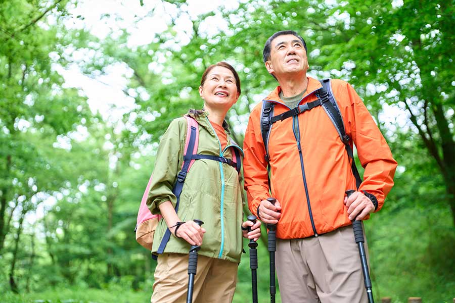 山歩きで足腰の負担を軽減してくれる、登山用のトレッキングポール(写真はイメージ)【写真:PIXTA】